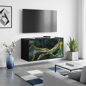 vidaXL Wandgemonteerd tv-meubel WIJHE 69 x 33 x 40 cm Zwart eiken