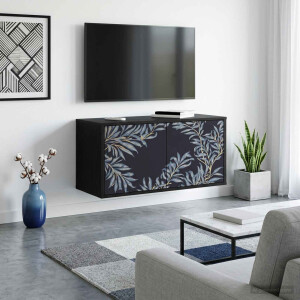vidaXL Wandgemonteerd tv-meubel DOKKUM 69 x 33 x 40 cm Zwart eiken
