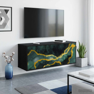 vidaXL Wandgemonteerd tv-meubel WIJHE 102 x 33 x 40 cm Zwart eiken