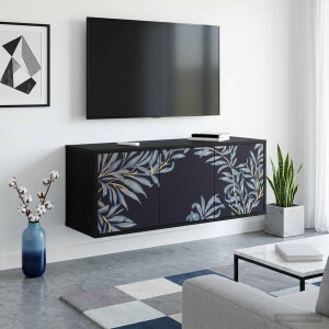 vidaXL Wandgemonteerd tv-meubel DOKKUM 102 x 33 x 40 cm Zwart eiken