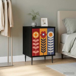 vidaXL Nachtkastje ESSEN Zwart eiken 36 x 33 x 51 cm Bewerkt hout