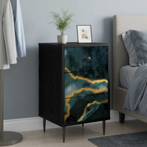 vidaXL Nachtkastje WIJHE 2 st Zwart eiken 36 x 33 x 61 cm Bewerkt hout