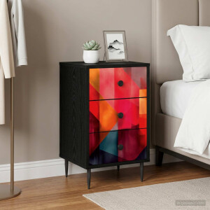 vidaXL Nachtkastje HEESCH Zwart eiken 36 x 33 x 61 cm Bewerkt hout