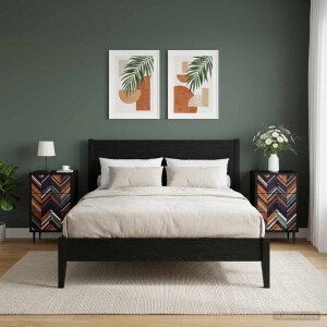 vidaXL Nachtkastje OMMEN 2 st Zwart eiken 36 x 33 x 61 cm Bewerkt hout