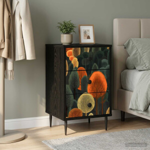 vidaXL Nachtkastje ZAANDAM Zwart eiken 36 x 33 x 61 cm Bewerkt hout