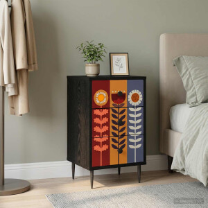 vidaXL Nachtkastje ESSEN Zwart eiken 36 x 33 x 61 cm Bewerkt hout