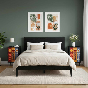vidaXL Nachtkastje ESSEN 2 st Zwart eiken 36 x 33 x 61 cm Bewerkt hout