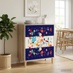 vidaXL Ladekast MAINZ Bloemenprint 66 x 36,5 x 75 cm Bewerkt hout