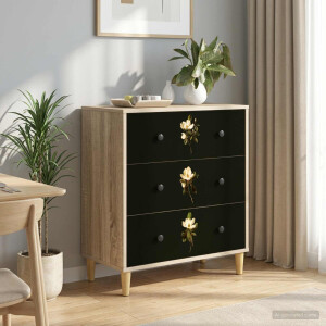 vidaXL Ladekast BREMEN Magnolia print 66 x 36,5 x 75 cm Bewerkt hout