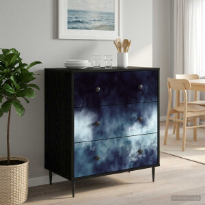 vidaXL Ladekast RAALTE Blauwe marmerprint 66 x 36,5 x 76 cm