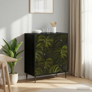 vidaXL Ladekast ELBURG Palmbladprint 66 x 36,5 x 76 cm Bewerkt hout