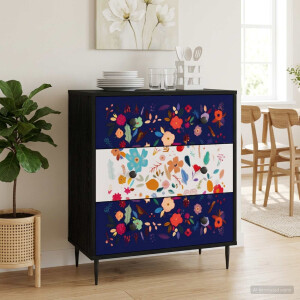 vidaXL Ladekast MAINZ Bloemenprint 66 x 36,5 x 76 cm Bewerkt hout