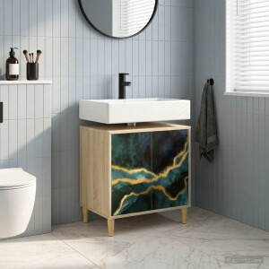 vidaXL Badkamerkast WIJHE Sonoma 60 x 40 x 60 cm Bewerkt hout