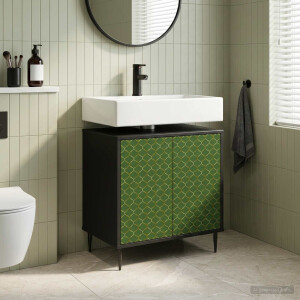 vidaXL Badkamerkast GELEEN Zwart eiken 60 x 40 x 61 cm Bewerkt hout