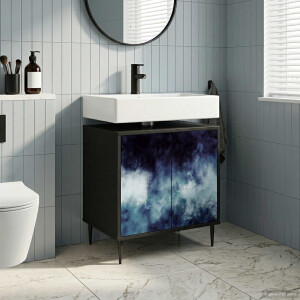 vidaXL Badkamerkast RAALTE Zwart eiken 60 x 40 x 61 cm Bewerkt hout