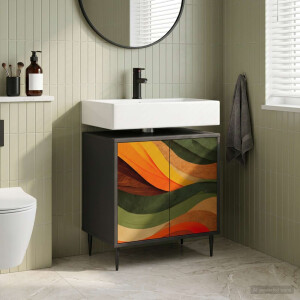 vidaXL Badkamerkast BONN Zwart eiken 60 x 40 x 61 cm Bewerkt hout
