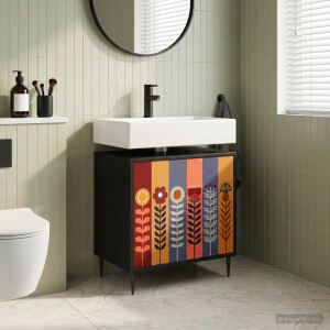 vidaXL Badkamerkast ESSEN Zwart eiken 60 x 40 x 61 cm Bewerkt hout