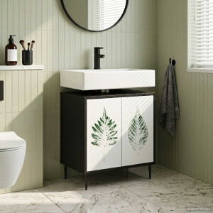 vidaXL Badkamerkast HANAU Zwart eiken 60 x 40 x 61 cm Bewerkt hout