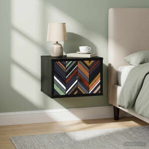 vidaXL Wandkastje OMMEN Zwart eiken 36 x 33 x 25 cm Bewerkt hout
