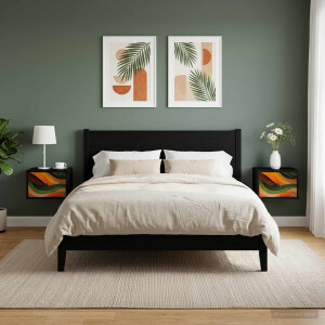 vidaXL Wandkastje BONN 2 st Zwart eiken 36 x 33 x 25 cm Bewerkt hout