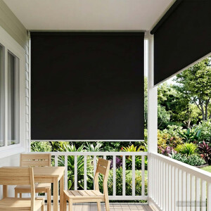 vidaXL Rolgordijn UV-bescherming Zwart 180 x 230 cm Polyester