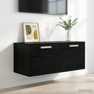 vidaXL Wandkast Muurmontage Zwart eiken 80 x 36,5 x 35 cm Bewerkt hout