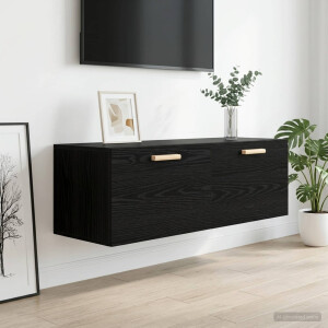vidaXL Wandkast Zwart eiken 100 x 36,5 x 35 cm Bewerkt hout
