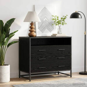 vidaXL Ladenkast 3-Lade Zwart eiken 70 x 41 x 70 cm Bewerkt hout