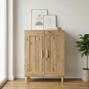 vidaXL Dressoir Artisanaal eiken 69,5 x 34 x 90 cm Bewerkt hout