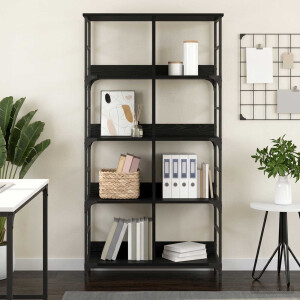 vidaXL Boekenkast 4-laags 78,5 x 33 x 153 cm metaal PB Zwart eiken