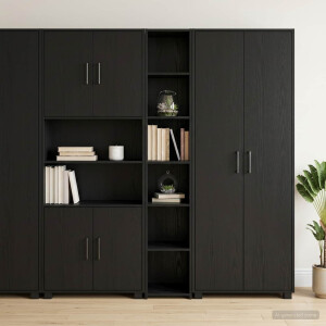 vidaXL Hoge kast Zwart eiken 30 x 41 x 185 cm Bewerkt hout