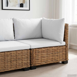 vidaXL Hoekbank met kussens GENDT Natuurlijk rattan Naturel
