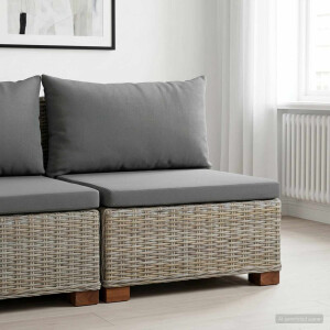 vidaXL Middelgrote Bank met Kussens GENDT Natuurlijk rattan Kubu grijs