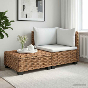 vidaXL 2 st Rieten Loungeset met Kussens GENDT Natuurlijk rattan