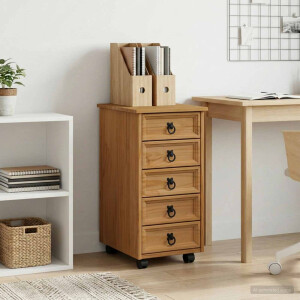 vidaXL Rolkast met lades CORONA Massief grenenhout en engineered wood