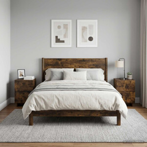 vidaXL Nachtkastje 2 st Gerookt eiken 33,5 x 34,5 x 50 cm Bewerkt hout