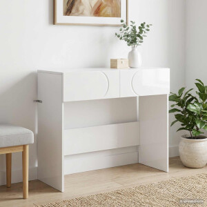 vidaXL Consoletafel Hoogglans Wit 96,5 x 38 x 75 cm Bewerkt hout