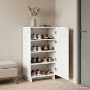vidaXL Schoenenkast 48 x 38 x 87,5 cm Bewerkt hout Hoogglans Wit