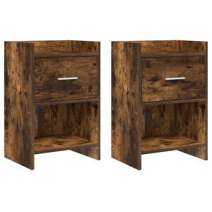 vidaXL Nachtkastjes 2 st Gerookt eiken 40 x 30 x 60 cm Bewerkt hout
