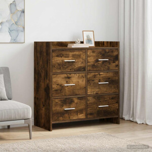 vidaXL Dressoir Gerookt eiken 75 x 33 x 80 cm Bewerkt hout