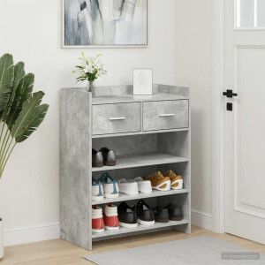 vidaXL Schoenenkast met lade Betongrijs 73,5 x 36 x 92 cm Bewerkt hout