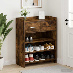 vidaXL Schoenenkast Gerookt eiken 73,5 x 36 x 92 cm Bewerkt hout