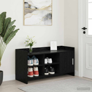 vidaXL Schoenenkast Zwart eiken 100 x 39,5 x 51 cm Bewerkt hout