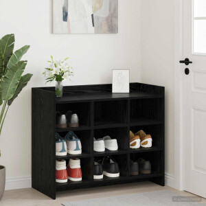 vidaXL Schoenenkast Zwart eiken 85 x 39,5 x 70 cm Bewerkt hout
