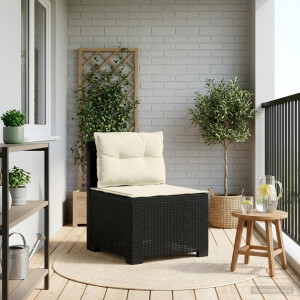 vidaXL Eénpersoons Tuinbank met Kussens Rattan Look PP Antraciet