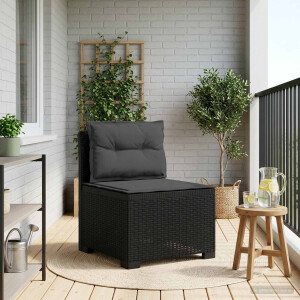 vidaXL Eénpersoons Tuinbank met Kussens Rattan Look PP Antraciet