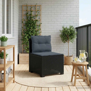 vidaXL Eénpersoons Tuinbank met Kussens Rattan Look PP Antraciet
