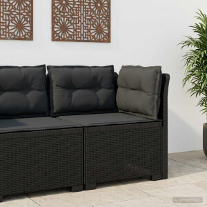vidaXL Eénpersoons Tuinbank met Kussens Rattan Look PP Antraciet