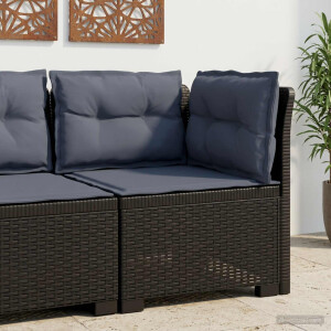 vidaXL Eénpersoons Tuinbank met Kussens Rattan Look PP Antraciet
