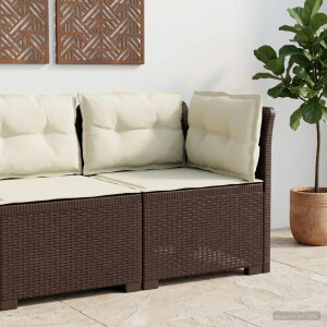 vidaXL Eénpersoons Tuinbank met Kussens Rattan Look PP Bruin